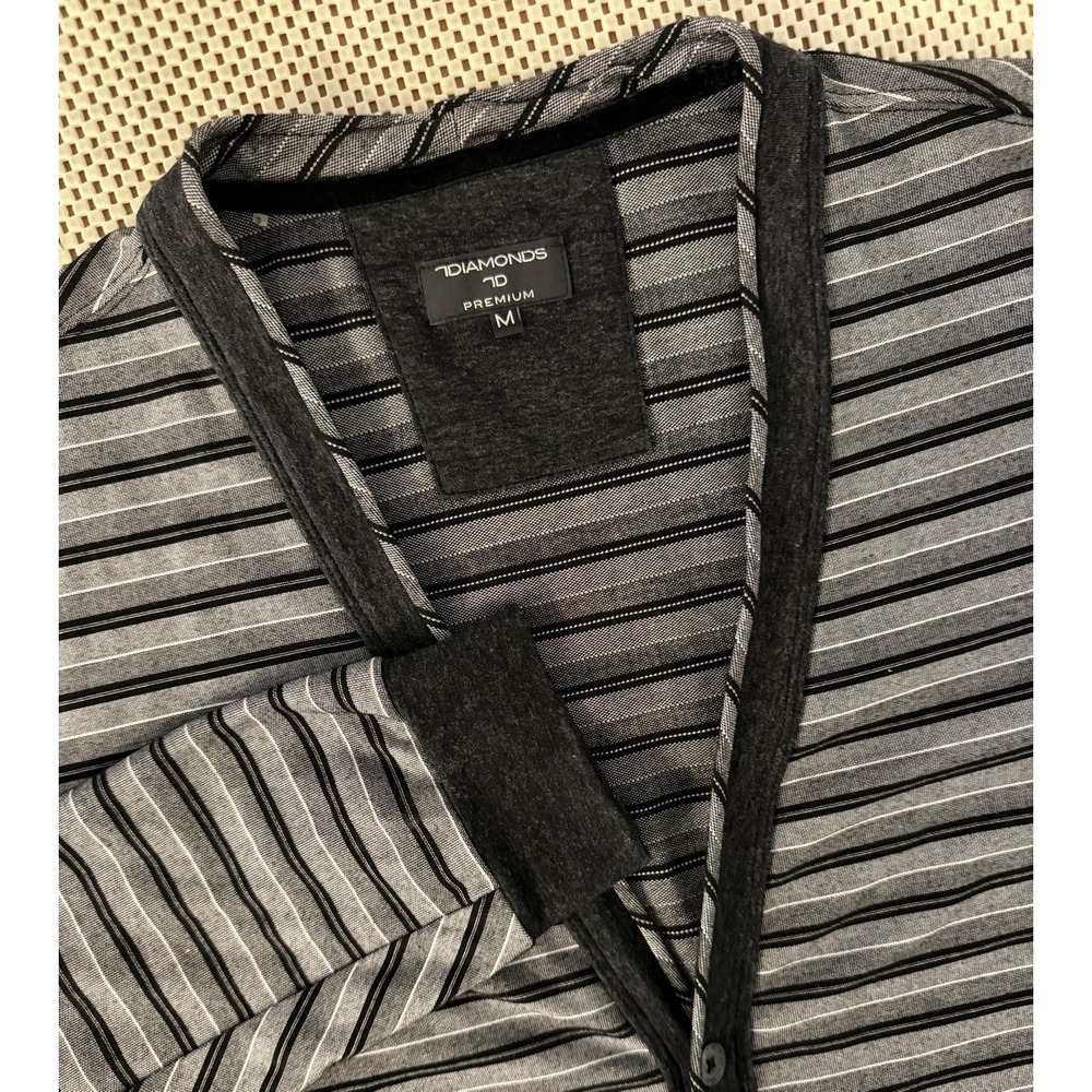 7 Diamonds Mens Button Up Striped Cardigan Sweater Medium Lightweight Preppy